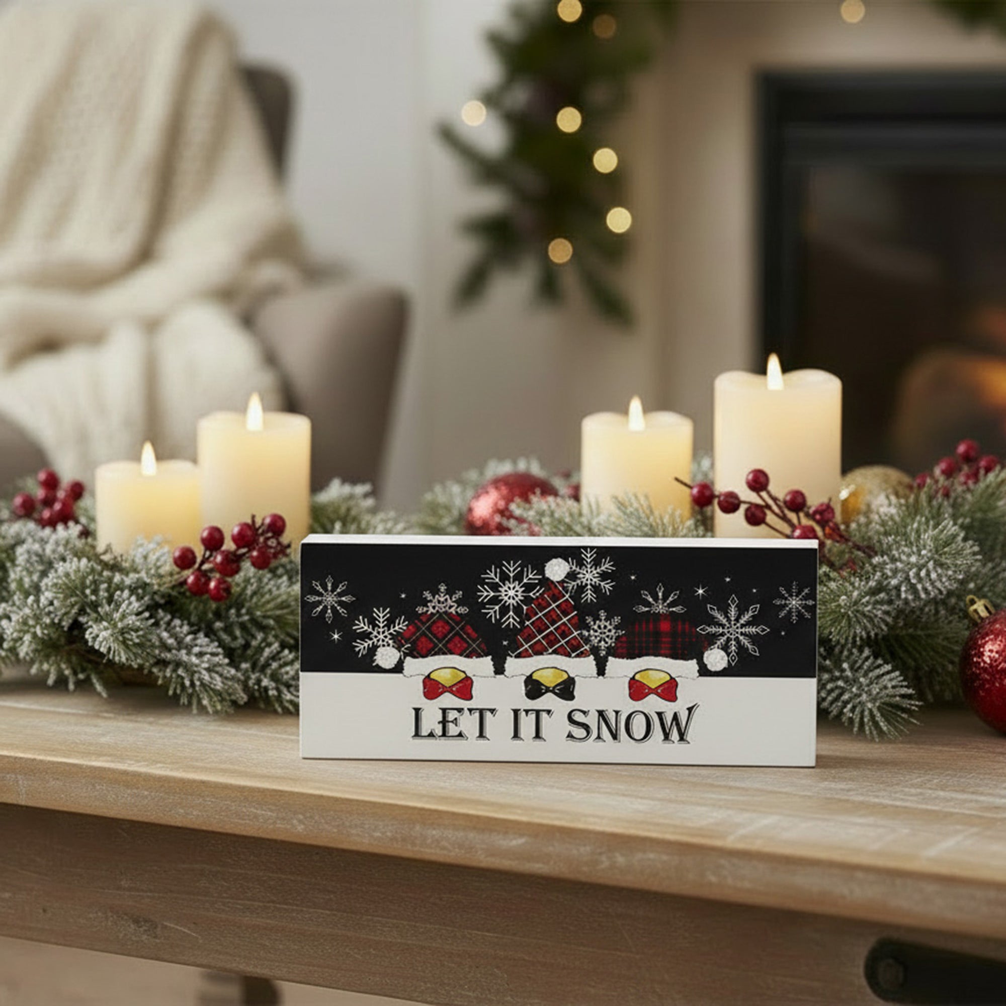 Let It Snow Penguin Block, Holiday Decor