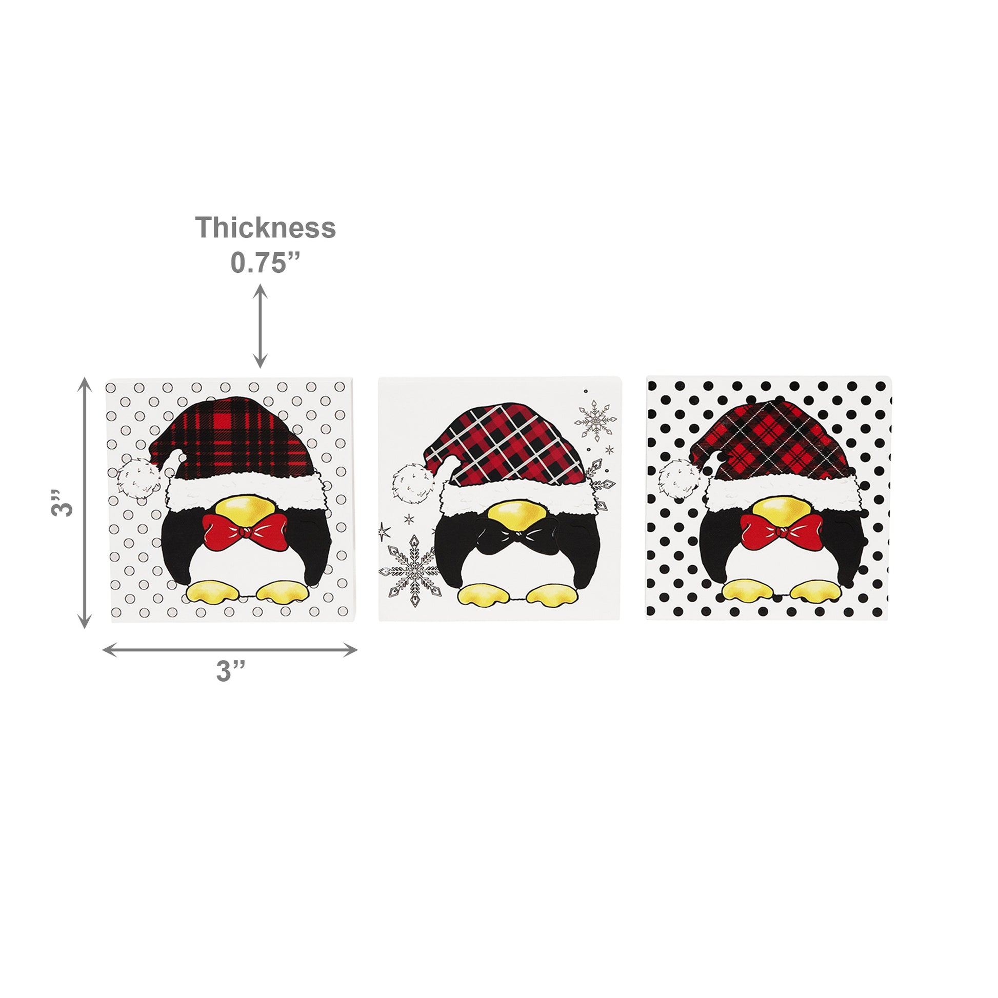 Penguin Block Large 3 Assorted, Holiday Decor- Set of 3