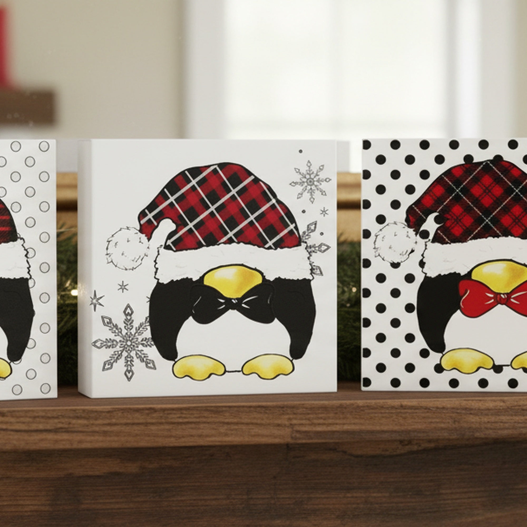 Penguin Block Large 3 Assorted, Holiday Decor- Set of 3