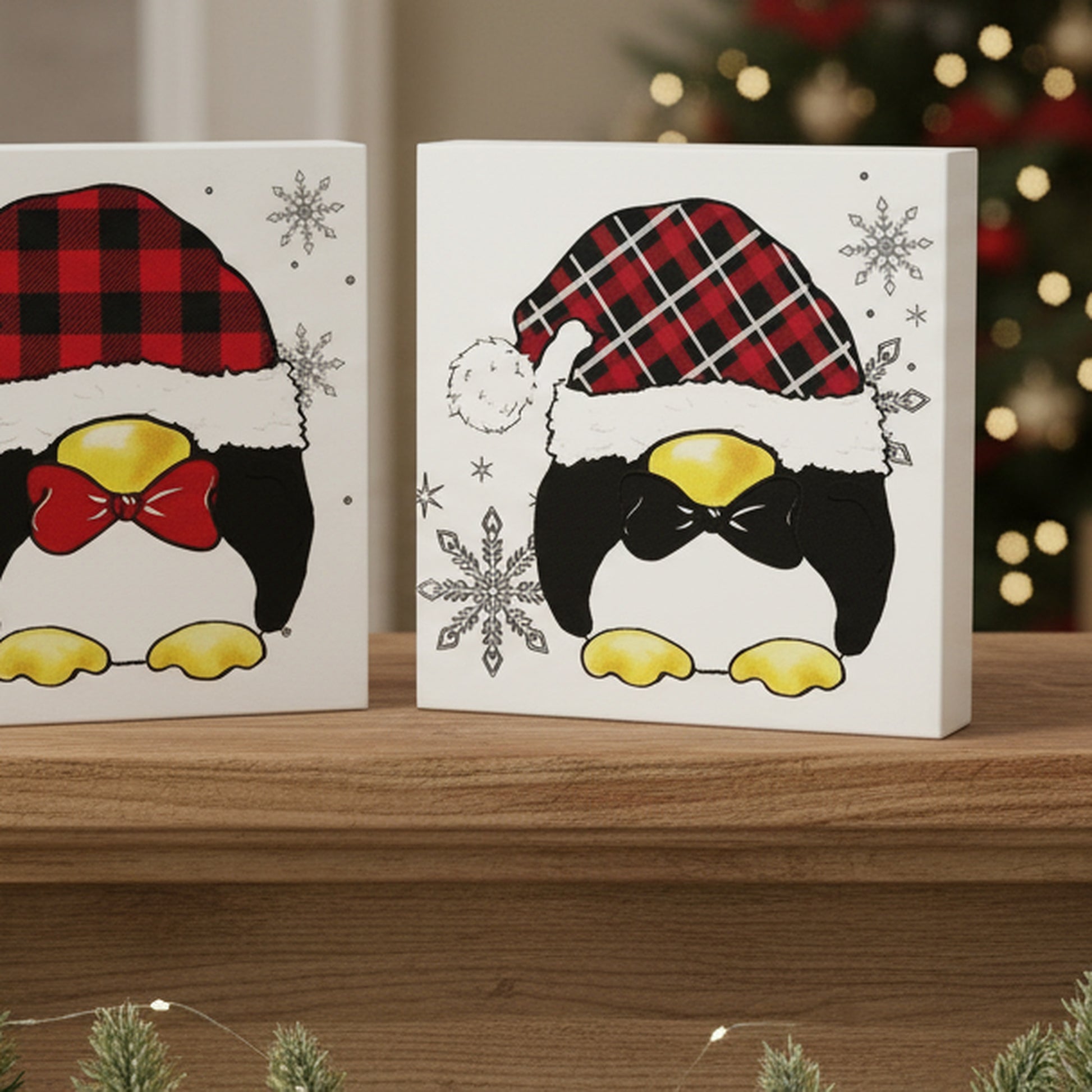 Penguin Block Large 3 Assorted, Holiday Decor- Set of 3