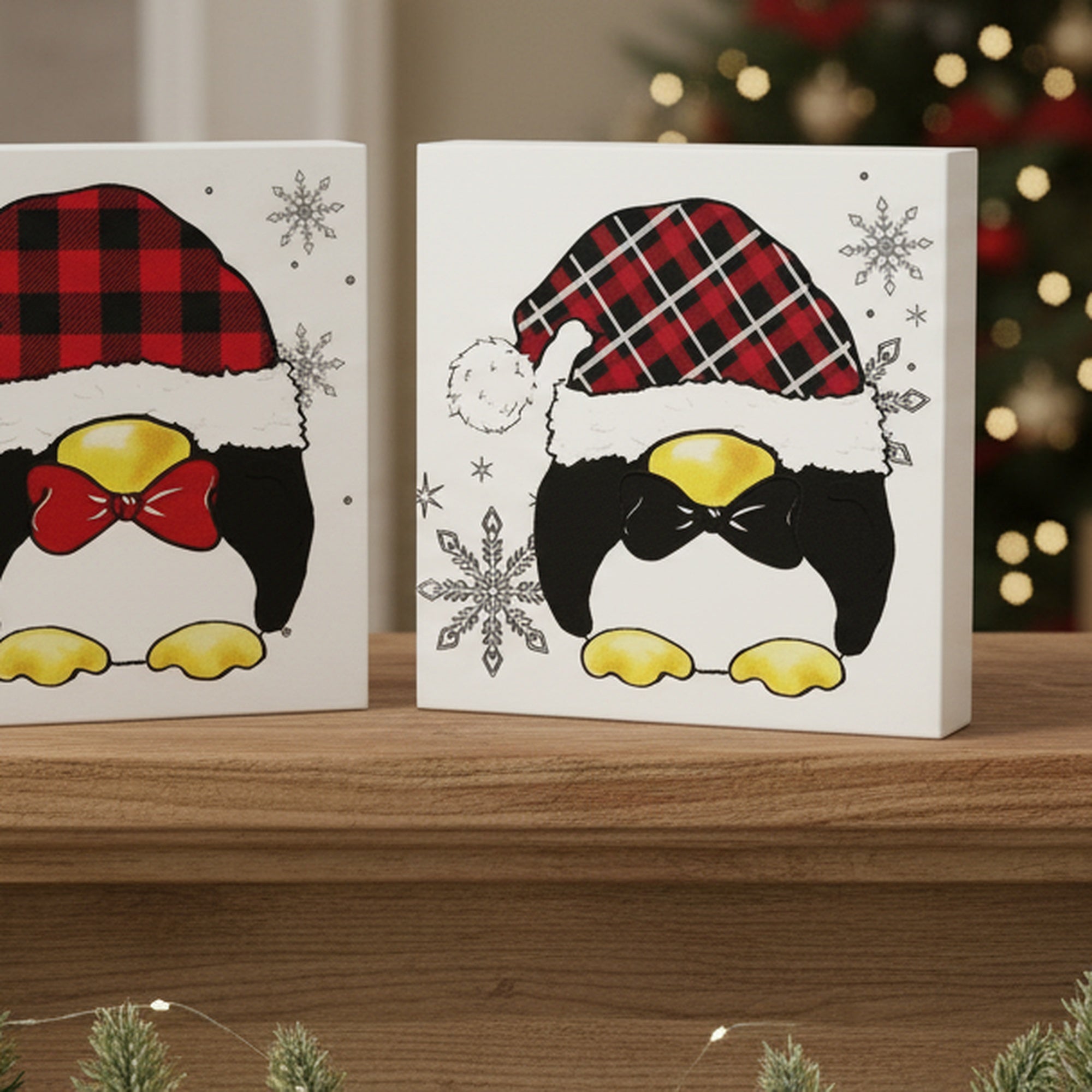 Penguin Block Large 3 Assorted, Holiday Decor- Set of 3