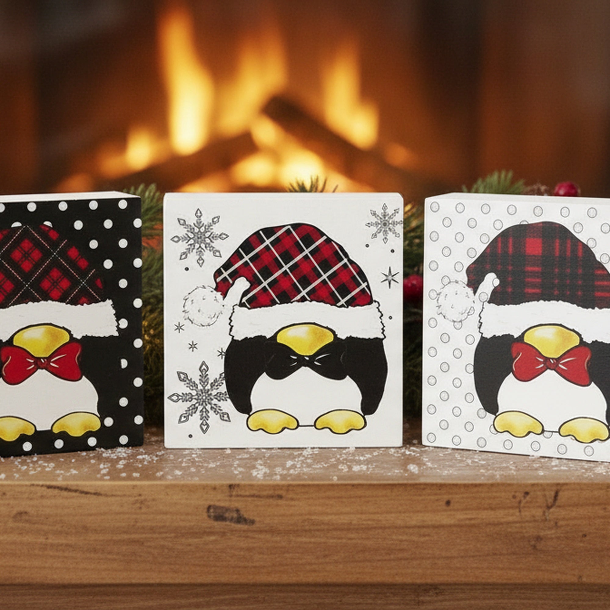 Penguin Block Small 3 Assorted, Holiday Decor- Set of 3