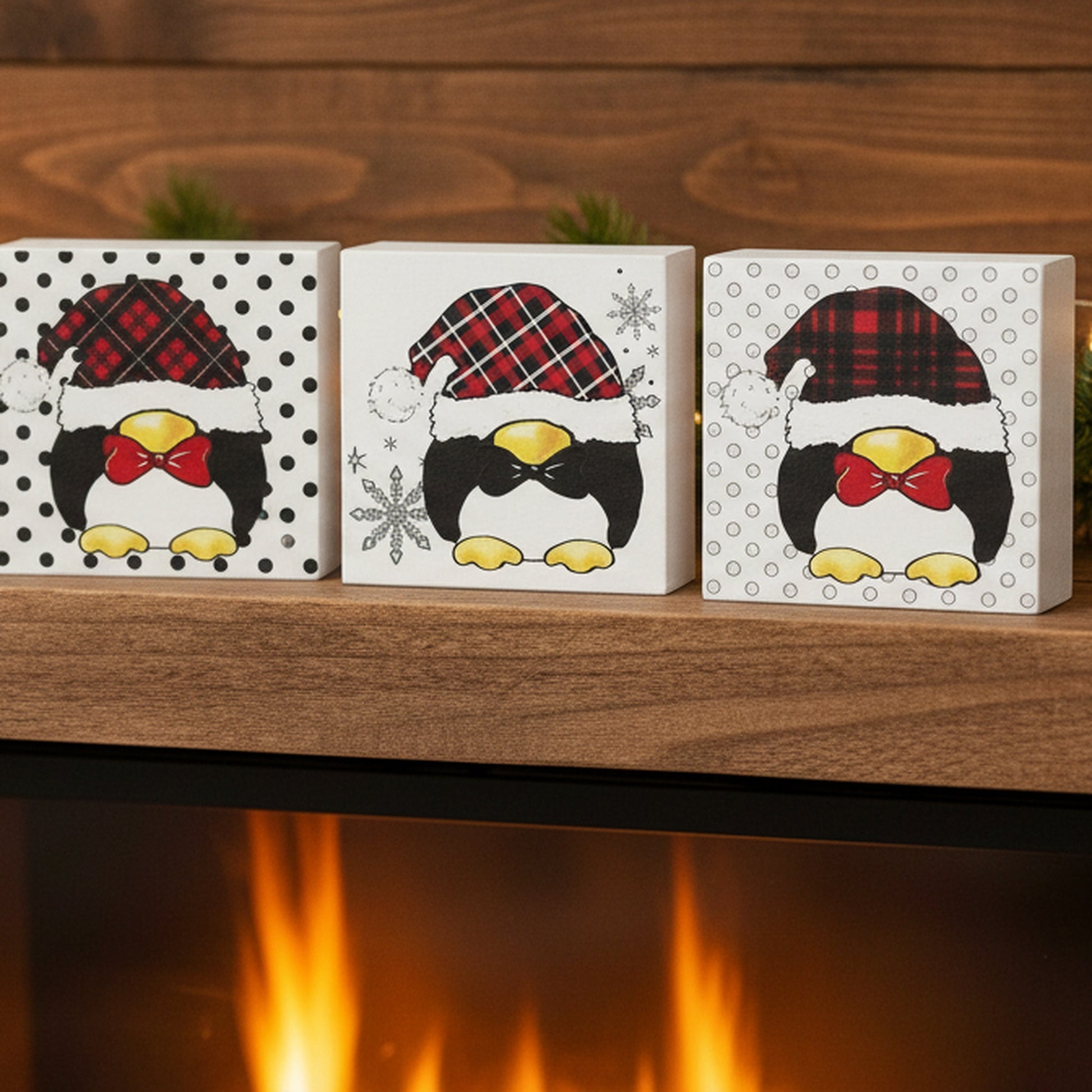 Penguin Block Small 3 Assorted, Holiday Decor- Set of 3