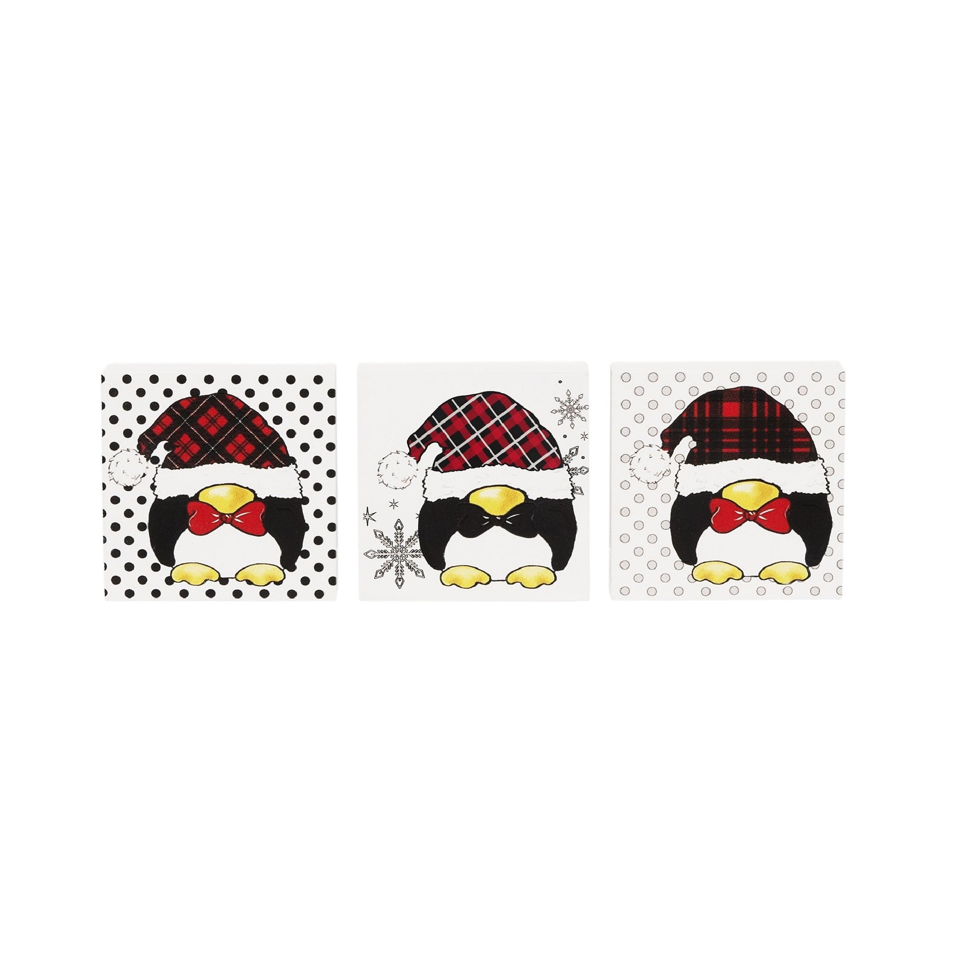 Penguin Block Small 3 Assorted, Holiday Decor- Set of 3