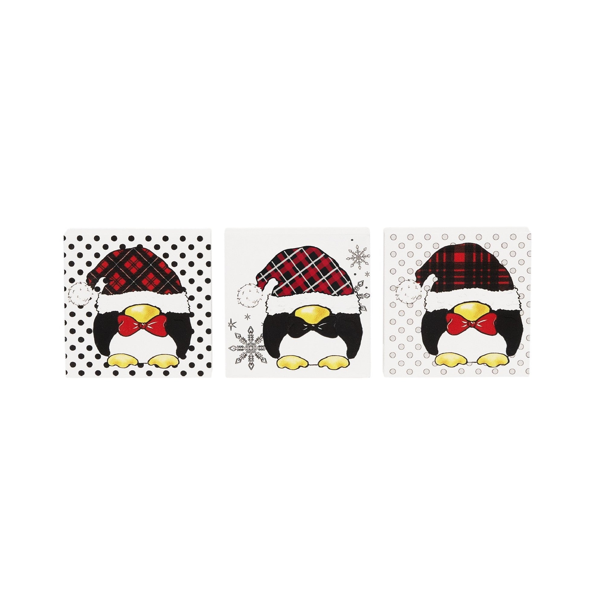 Penguin Block Small 3 Assorted, Holiday Decor- Set of 3