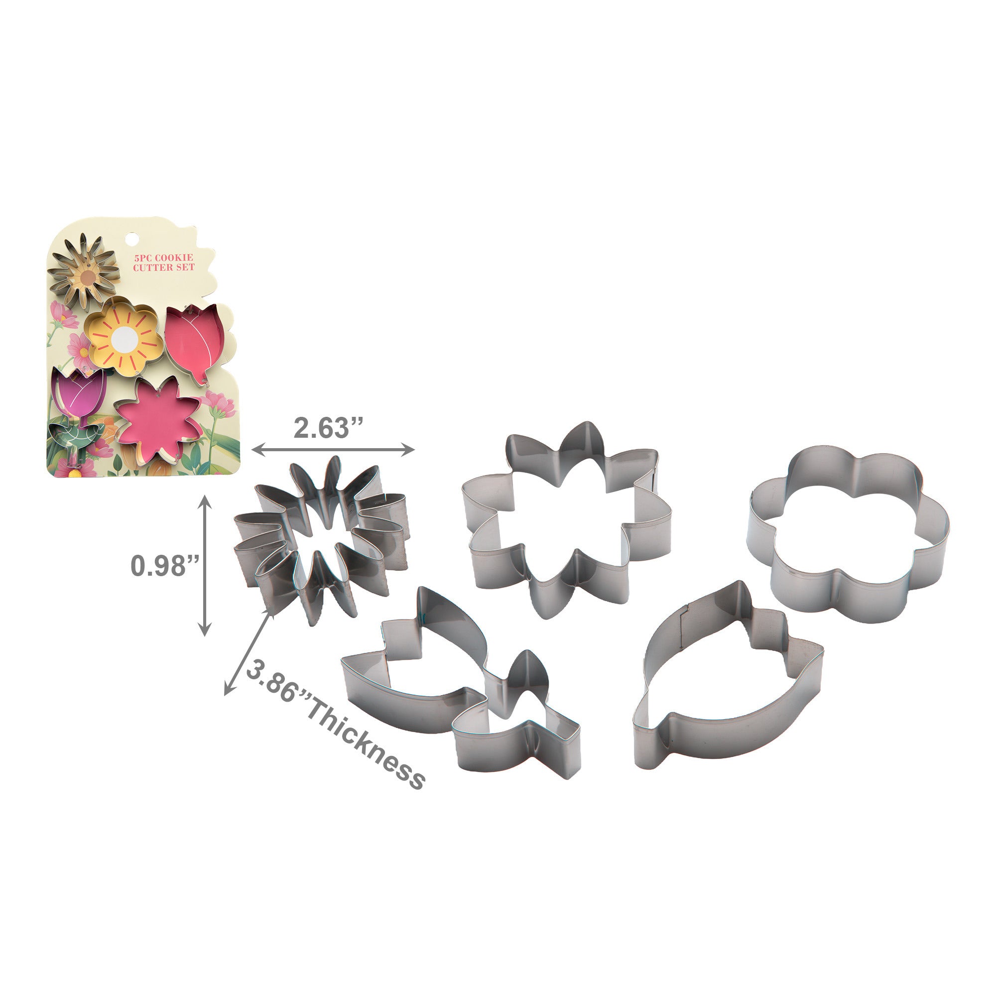 5-Piece Flower-Shaped Cookie Cutter Set for Baking Fun