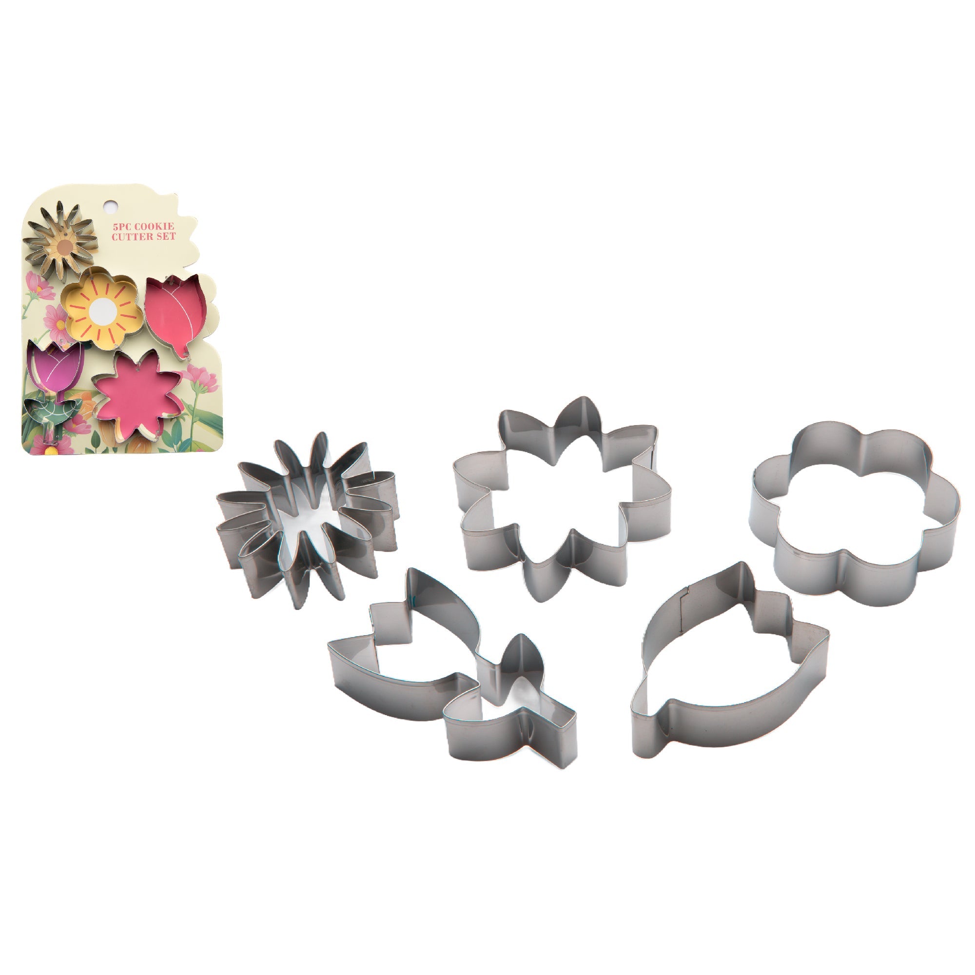 5-Piece Flower-Shaped Cookie Cutter Set for Baking Fun