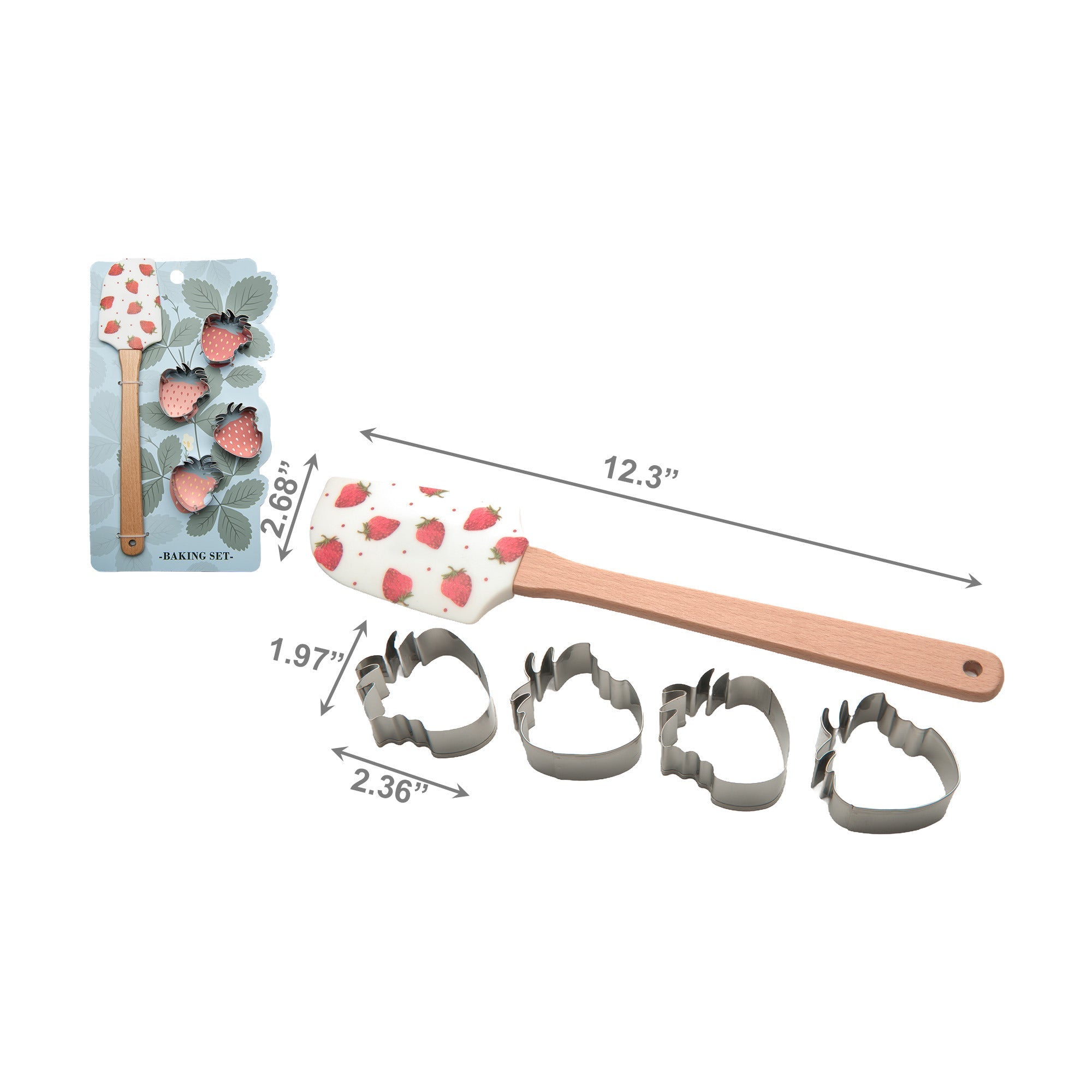 5-Piece Strawberry Baking Set Including Cutter and Spatula