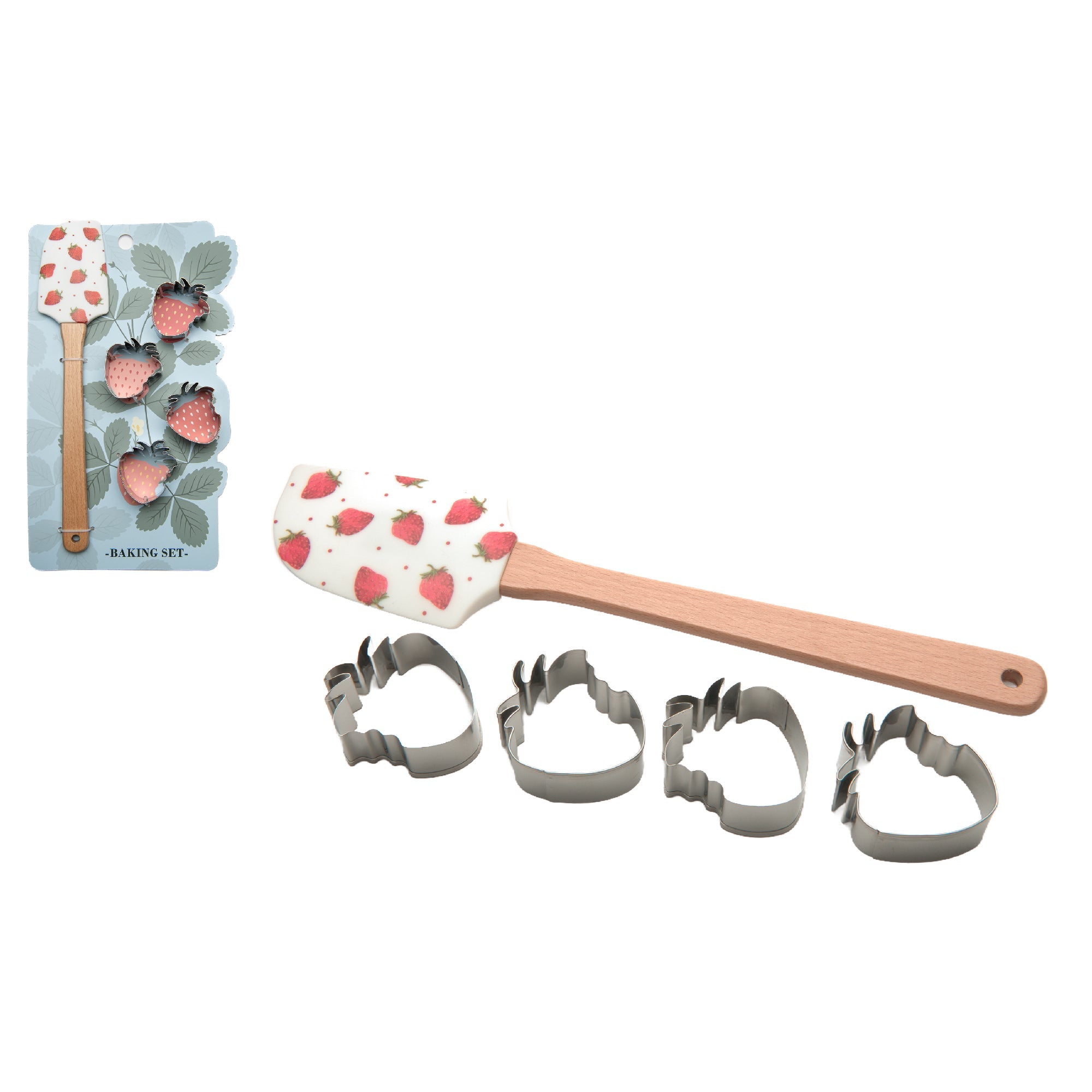 5-Piece Strawberry Baking Set Including Cutter and Spatula