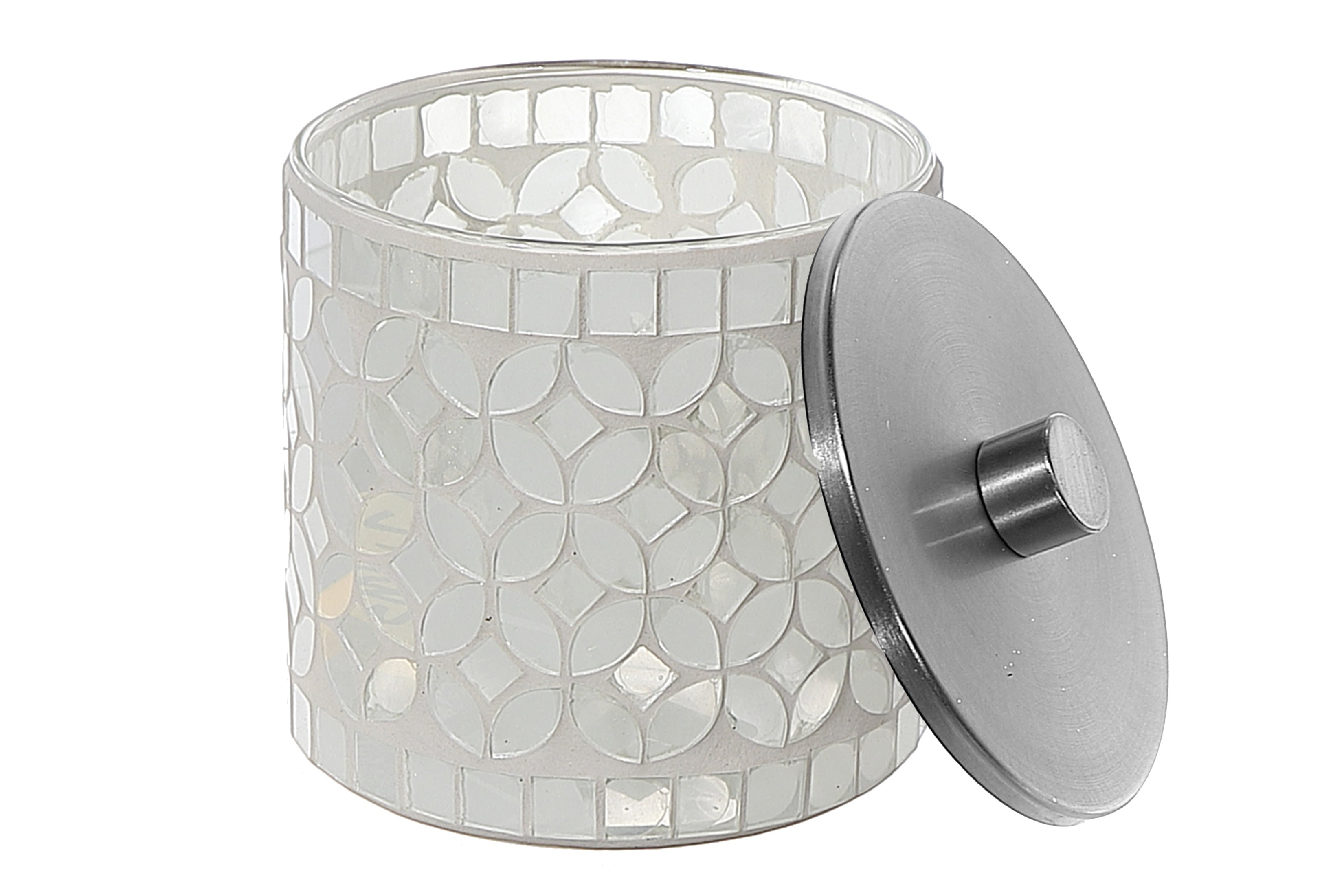 Mosaic Glass Cotton Jar – Bathroom Storage, Vanity Organizer