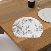 Round PVC Placemat with Edge Sepia Vintage Bloom Floral Dining Table Mat Set of 12
