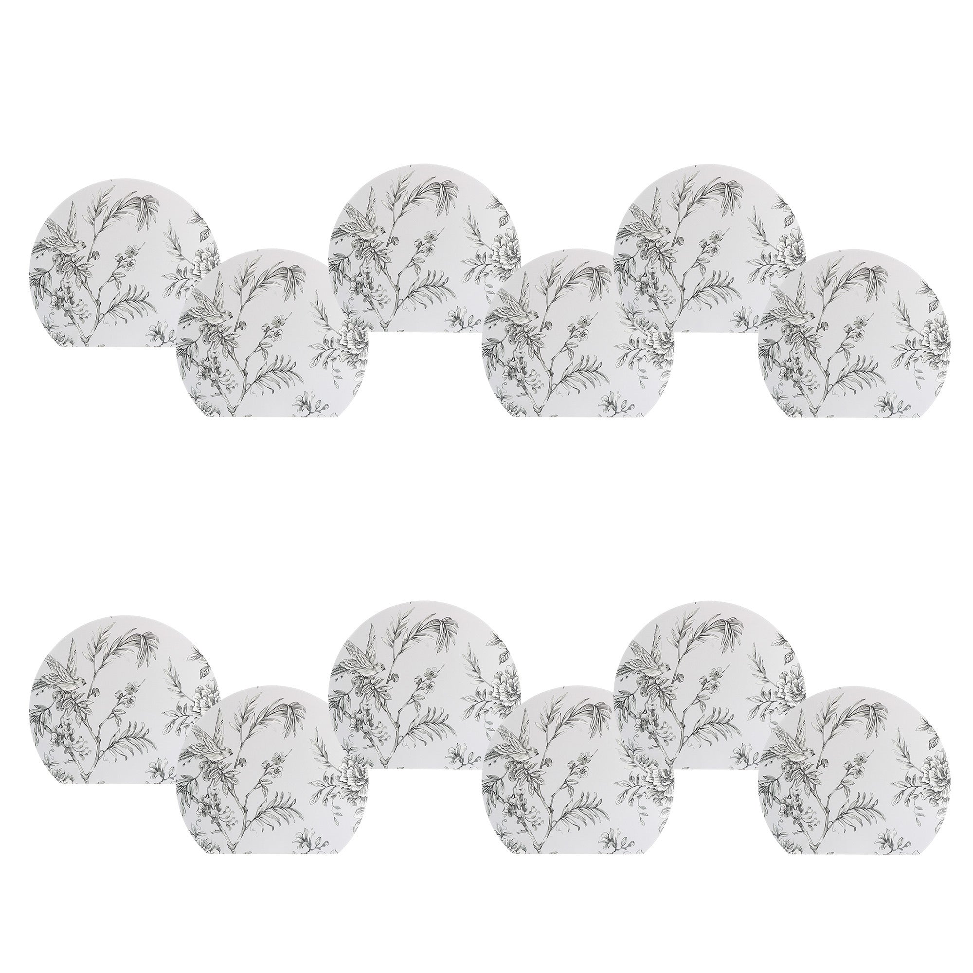Round PVC Placemat with Edge Sepia Vintage Bloom Floral Dining Table Mat Set of 12