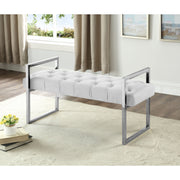 Imperial Tufted Bench – Beige, Silver Stand, Accent Seating