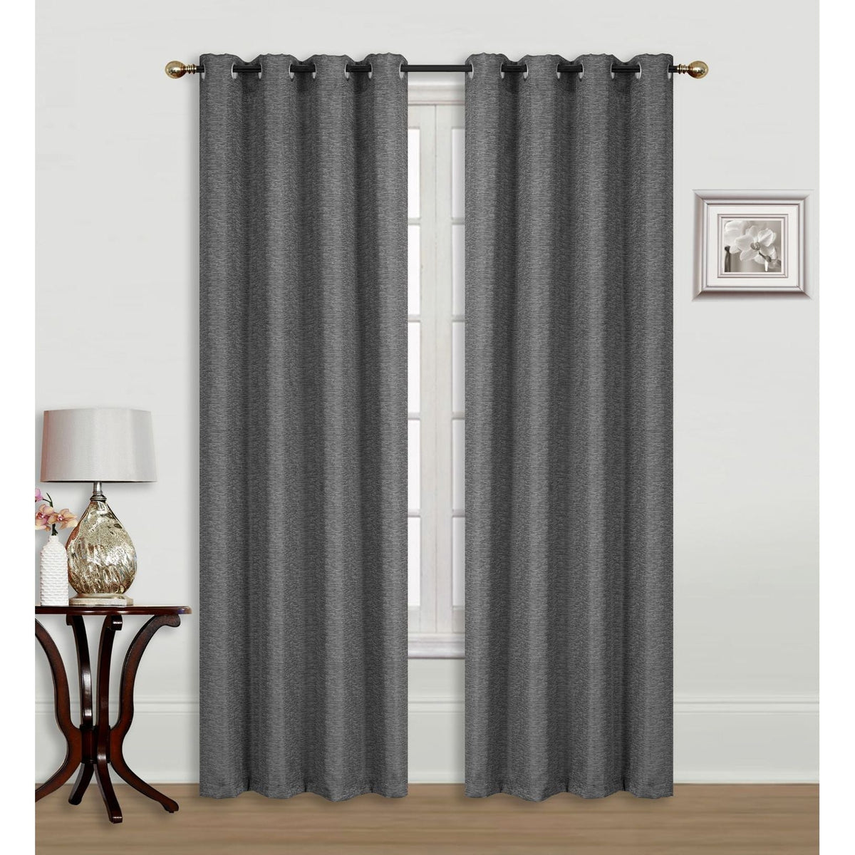 Linea Light Gray Jacquard Blackout Curtain Panel 84" Set of 2