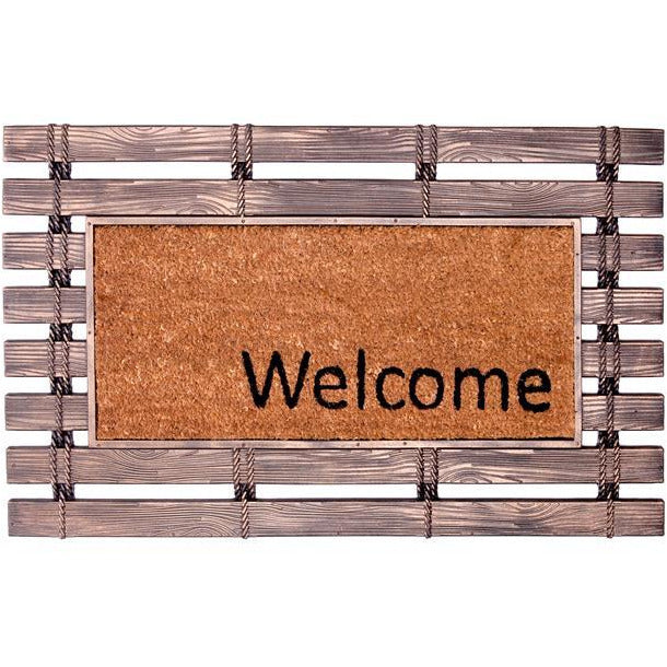 Welcome Rubber Fence Doormat with Coir Mat, Outdoor Mat
