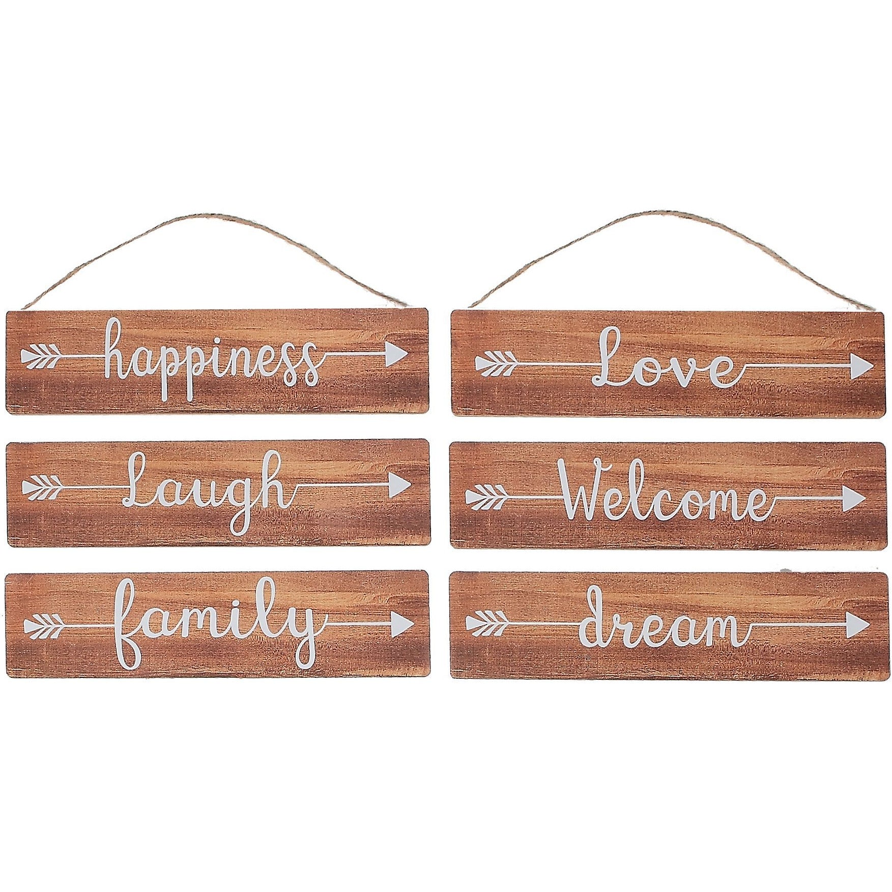 Inspirational Wooden Wall Plaques – Arrow Design, English Quotes, Assorted