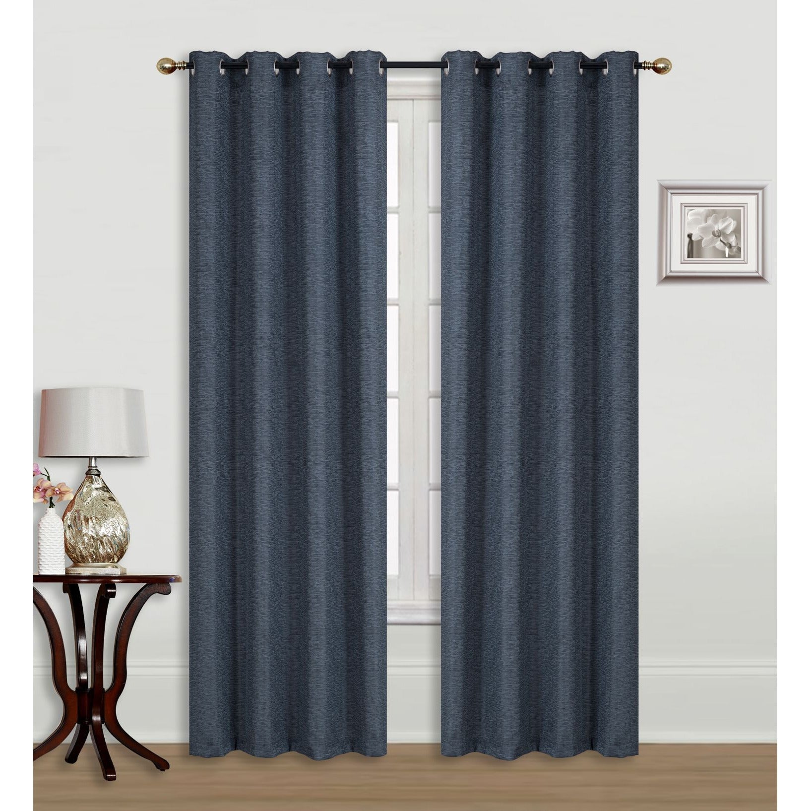 Charcoal Jacquard Blackout Curtain Panel – Linea Design, 84", Set of 2