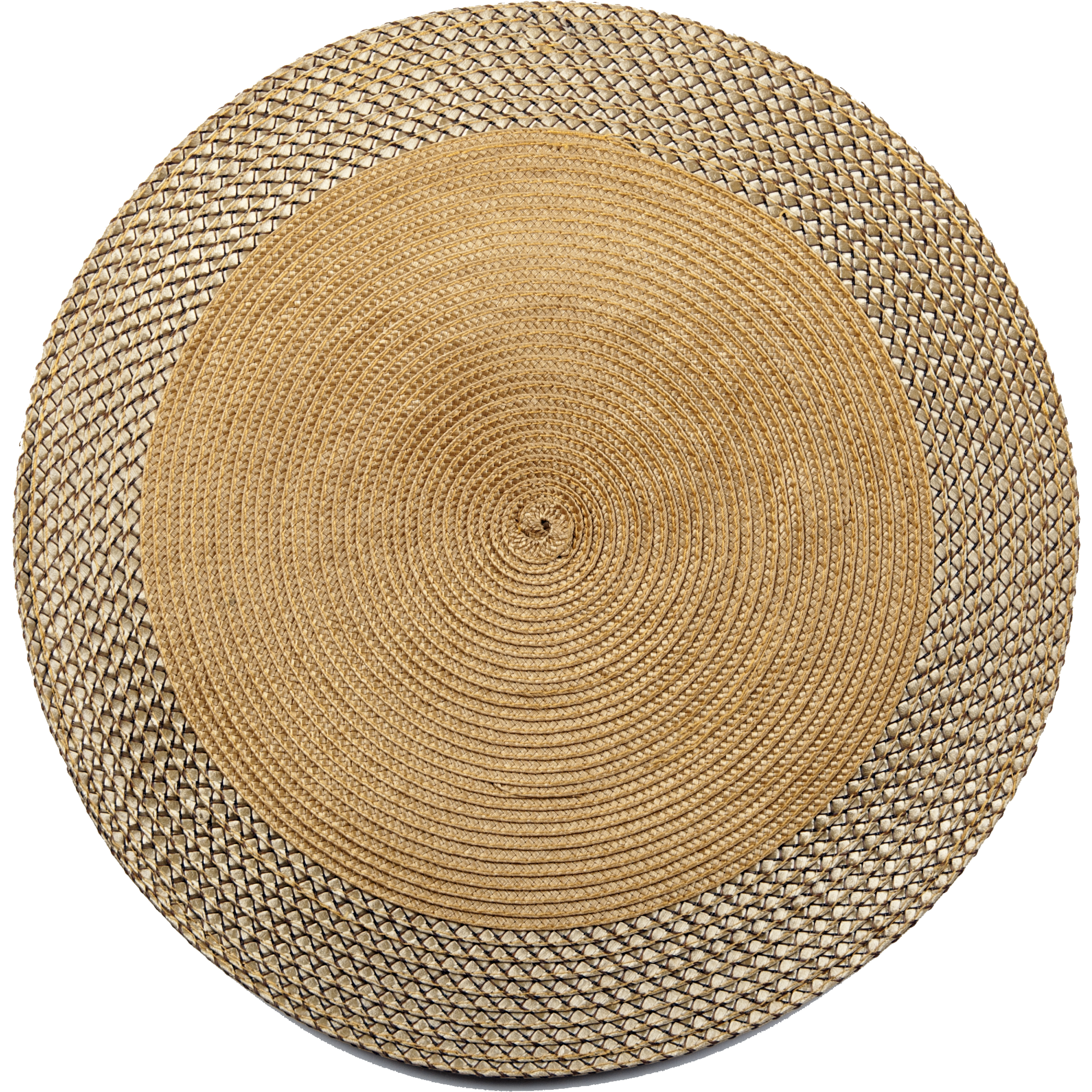 Round Vinyl Placemat with Border – Gold, Set of 12