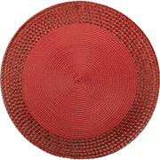 Round Vinyl Placemat with Border – Red, Set of 12