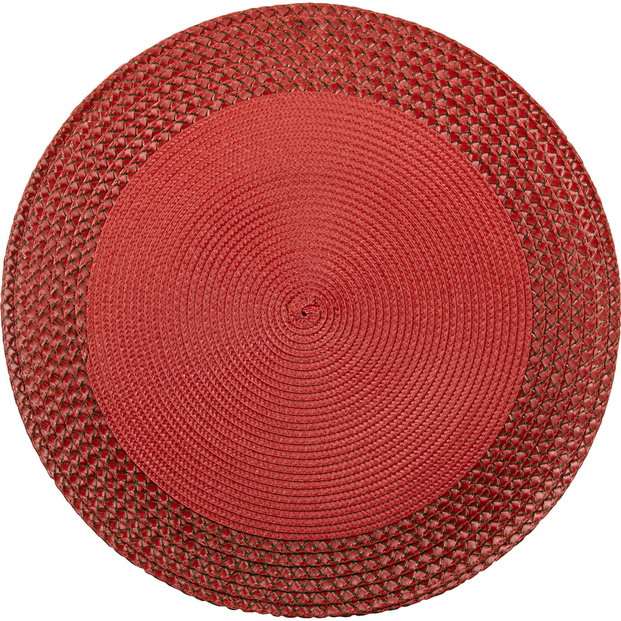 Round Vinyl Placemat with Border – Red, Set of 12