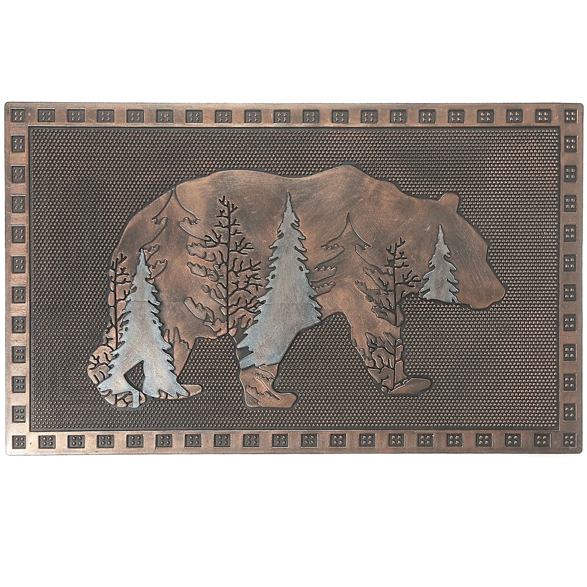 Rubber Floor Mat – Evergreen Bear Pattern, Durable & Easy-Clean