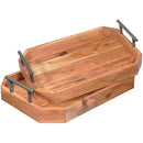 Octagon Wooden Tray With Straight Handles (Set Of 2)