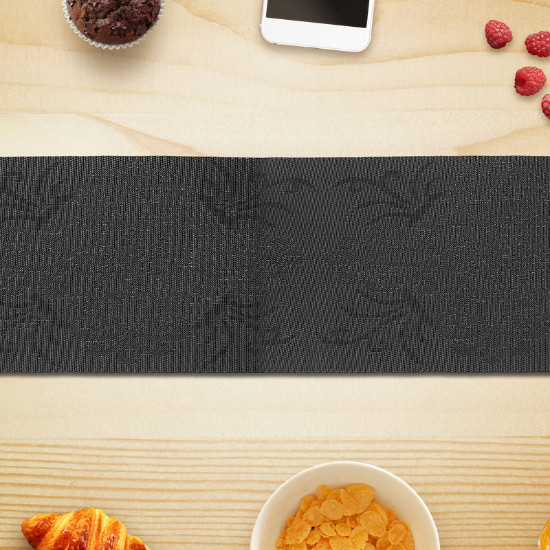 Vinyl Table Runner 54" Damask Black - Set of 2