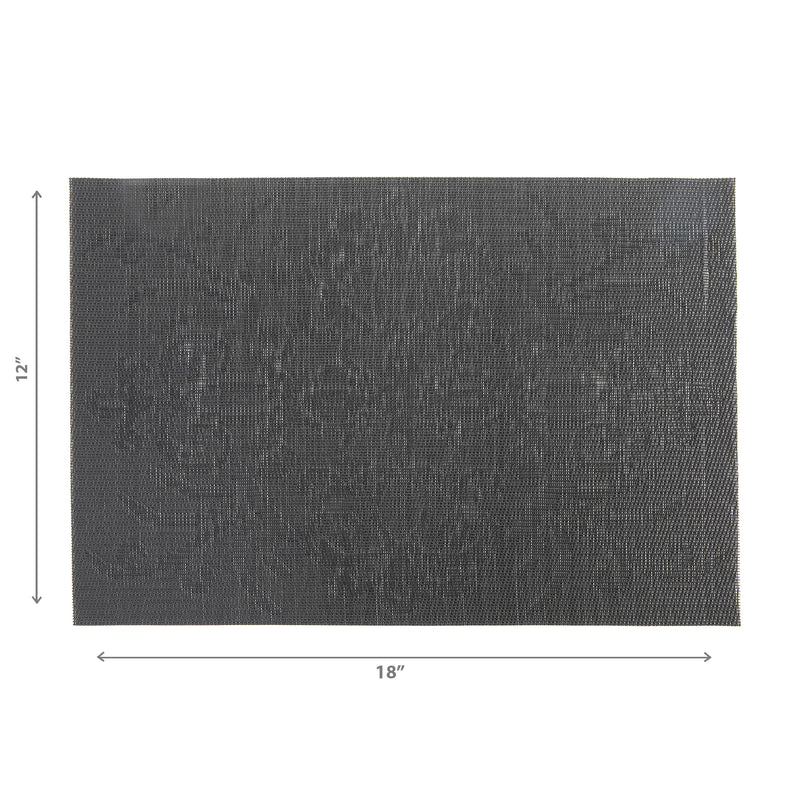 Vinyl Placemat Damask Black - Set of 12