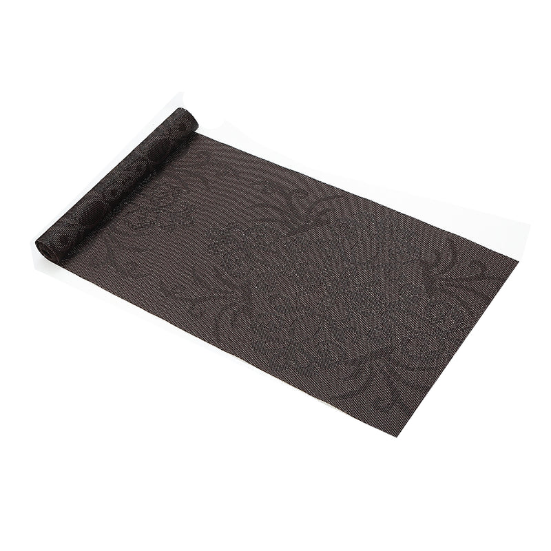 Vinyl Table Runner 54" Damask Chocolate - Set of 2