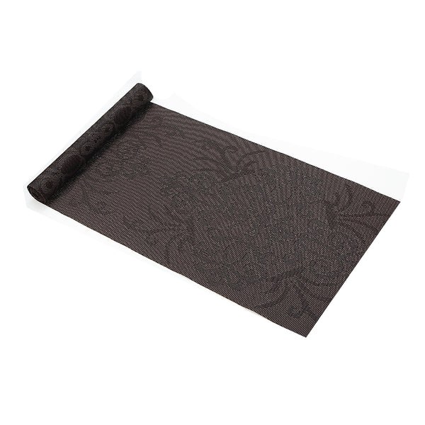 Vinyl Table Runner 72" Damask Chocolate - Set of 2