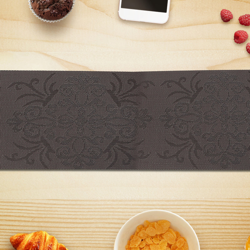 Vinyl Table Runner 72" Damask Chocolate - Set of 2