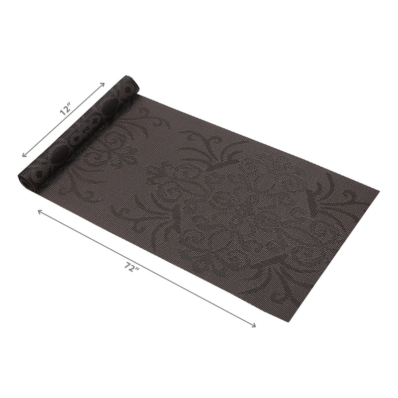 Vinyl Table Runner 72" Damask Chocolate - Set of 2