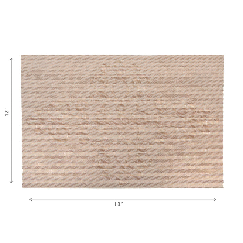 Vinyl Placemat Damask Natural - Set of 12