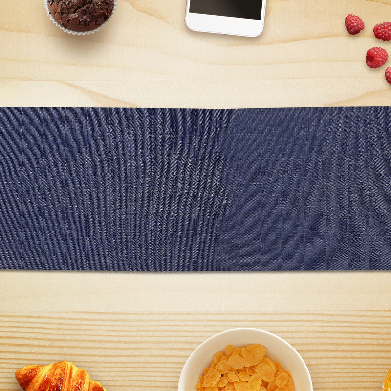 Vinyl Table Runner 54" Damask Navy Blue - Set of 2
