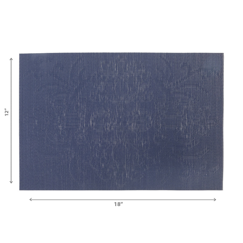Vinyl Placemat Damask Navy Blue - Set of 12