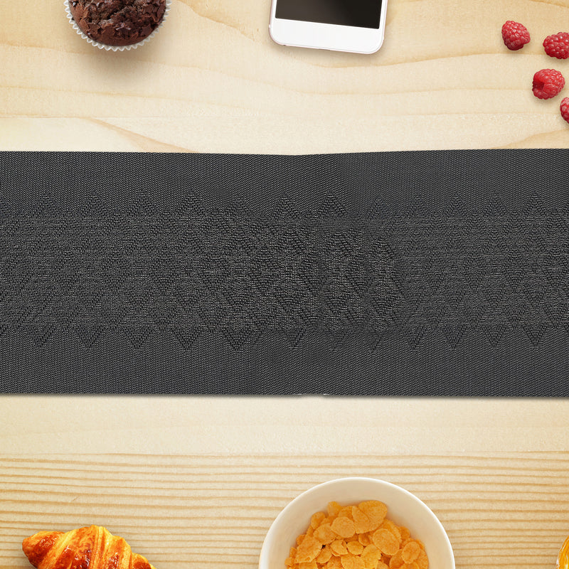Vinyl Table Runner 54" Diamond Band Black - Set of 2
