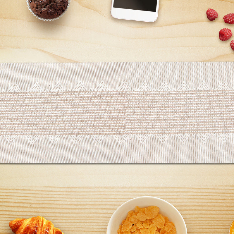 Vinyl Table Runner 54" Diamond Band White - Set of 2