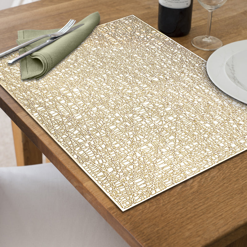 Metallic Laser Cut Pvc Placemat Sisal Champagne - Set of 12