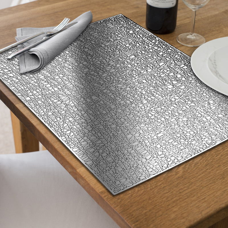 Metallic Laser Cut Pvc Placemat Sisal Silver - Set of 12