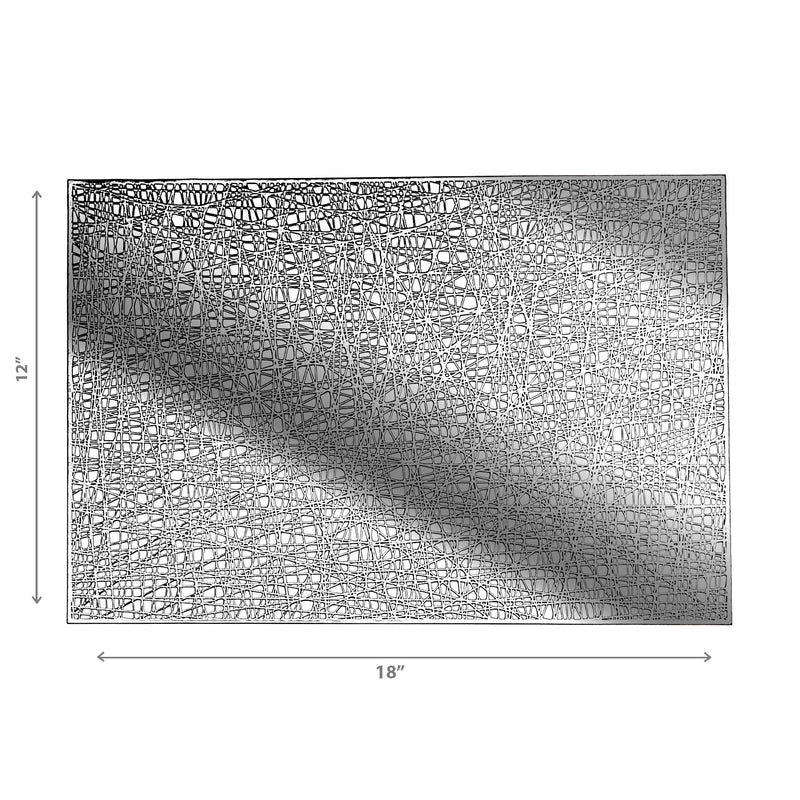Metallic Laser Cut Pvc Placemat Sisal Silver - Set of 12