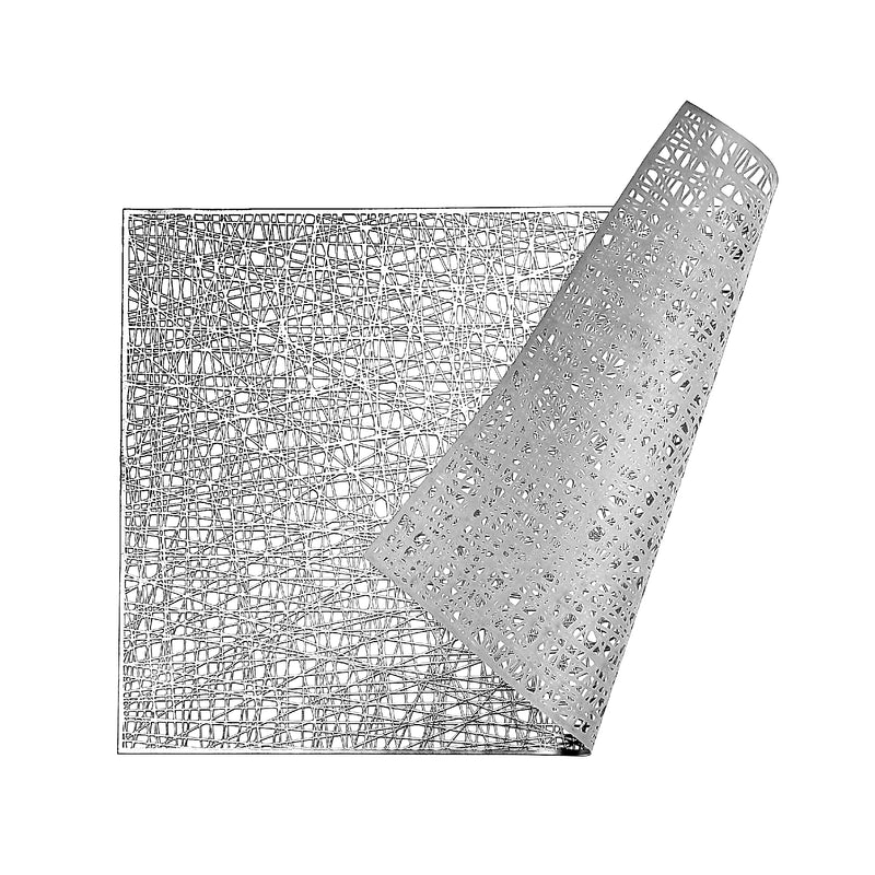 Metallic Laser Cut Pvc Placemat Sisal Silver - Set of 12