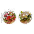 Artificial Floral Arrangement In Round Glass Bowl Asstd - Set of 2
