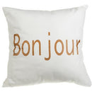 Bonjour - White Canvas Cushion With Gold Print- Set Of 2