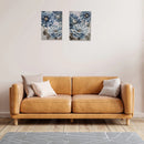 Hand Painted Canvas Wall Art Blooming Blues - Set of 2