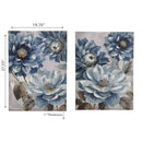Hand Painted Canvas Wall Art Blooming Blues - Set of 2