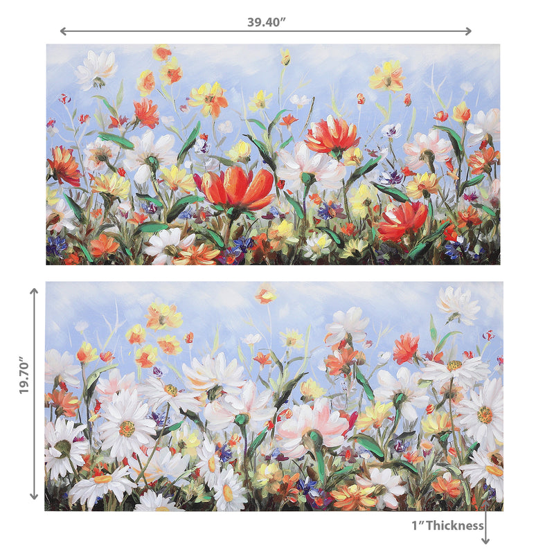 Hand Painted Canvas Wall Art Summer Blossoms - Set of 2