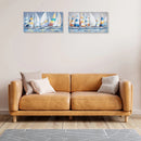 Hand Painted Canvas Wall Art Sail Boats - Set of 2