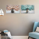 Hand Painted Canvas Wall Art Bouquet Bunch - Set of 2