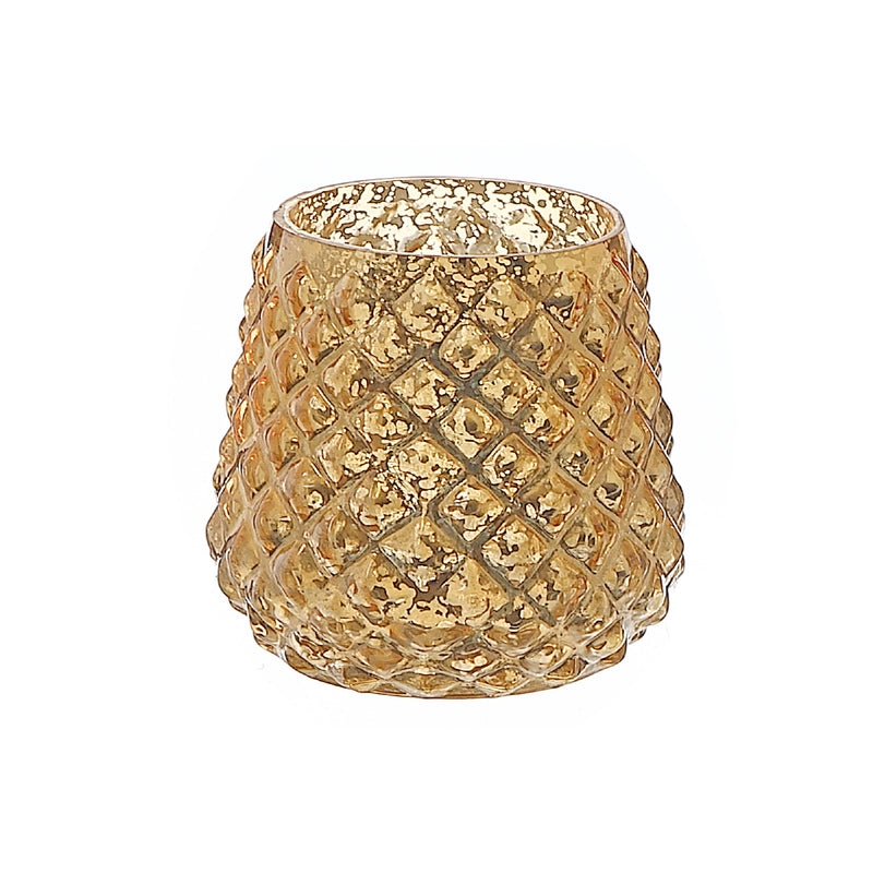 Mercury Diamond Tealight Holder Gold - Set of 2
