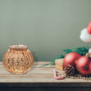 Mercury Sphere Ribbed Tealight Holder Bronze - Set of 2